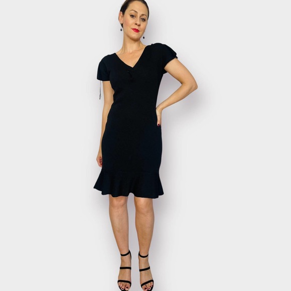 90s Carolyn‎ Eve Black Ruffed Hem Dress - Picture 9 of 9